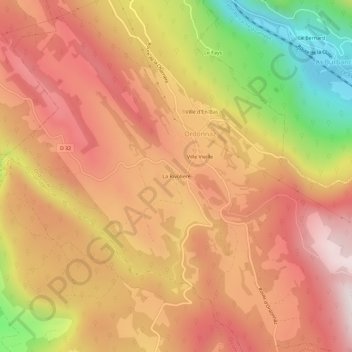 Mapa topográfico La Rivolière, altitude, relevo