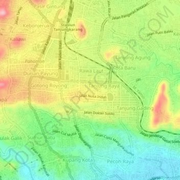 Mapa topográfico Pahoman, altitude, relevo