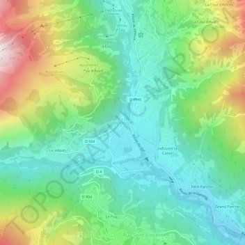 Mapa topográfico Vallouise, altitude, relevo