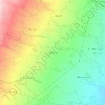 Mapa topográfico Cibulakan, altitude, relevo