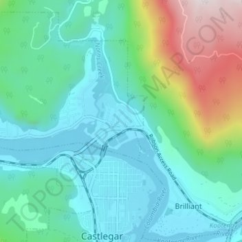 Mapa topográfico Raspberry, altitude, relevo