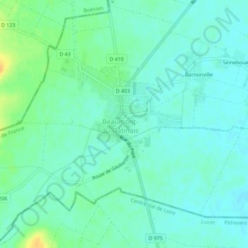 Mapa topográfico Beaumont, altitude, relevo