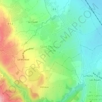 Mapa topográfico Le Bourg, altitude, relevo