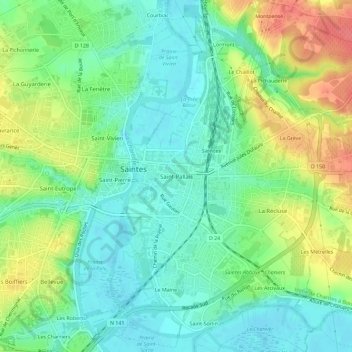 Mapa topográfico Saint-Pallais, altitude, relevo