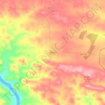 Mapa topográfico Picoitos, altitude, relevo