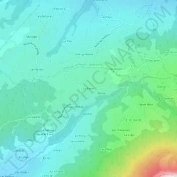 Mapa topográfico La Pierre, altitude, relevo