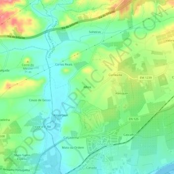 Mapa topográfico Alhos, altitude, relevo