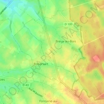 Mapa topográfico Le Calvaire de Preux, altitude, relevo