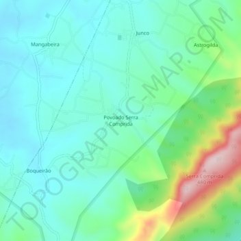 Mapa topográfico Povoado Serra Comprida, altitude, relevo