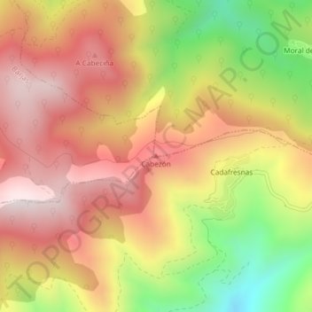Mapa topográfico Cabezón, altitude, relevo