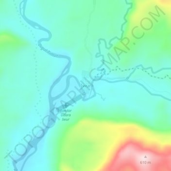 Mapa topográfico Iwur, altitude, relevo