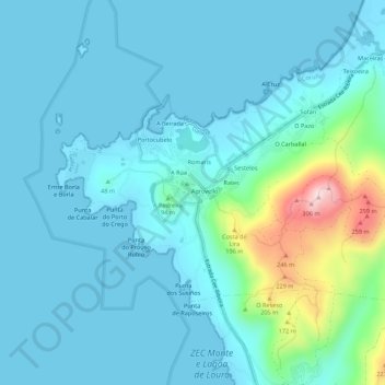 Mapa topográfico Miñarzo, altitude, relevo