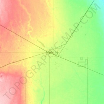Mapa topográfico Melville, altitude, relevo