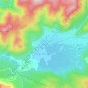 Mapa topográfico Puyricard, altitude, relevo