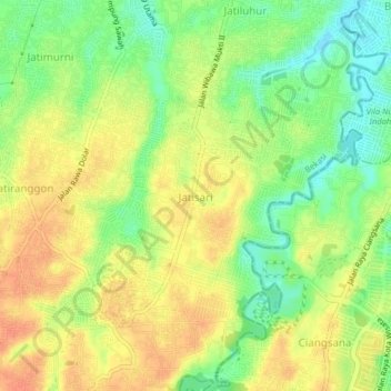 Mapa topográfico Jatisari, altitude, relevo