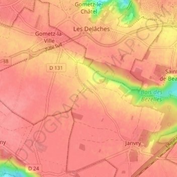 Mapa topográfico La Brosse, altitude, relevo