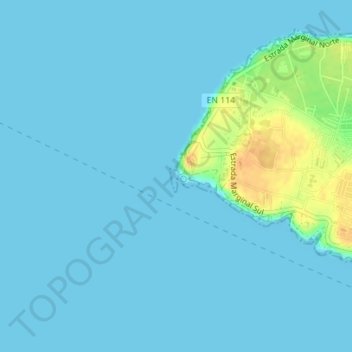 Mapa topográfico Cabo Carvoeiro, altitude, relevo