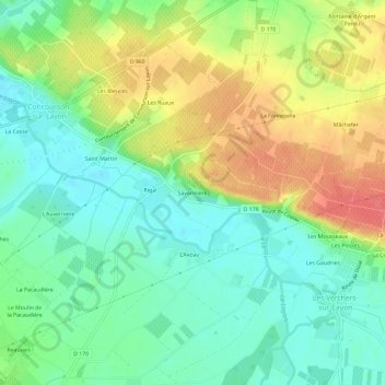 Mapa topográfico Savonnière, altitude, relevo