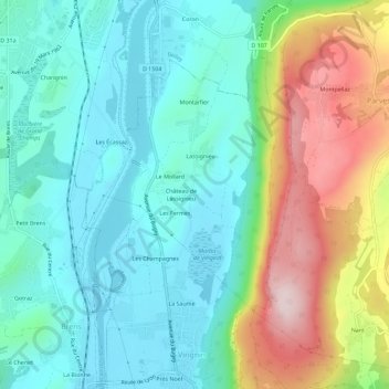 Mapa topográfico Le Revoiret, altitude, relevo