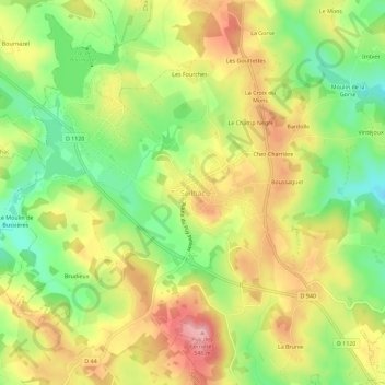 Mapa topográfico Seilhac, altitude, relevo
