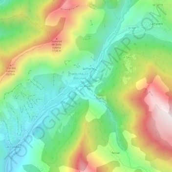Mapa topográfico Le Moulin, altitude, relevo