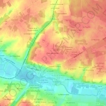 Mapa topográfico Pièce des Mûriers, altitude, relevo