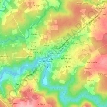 Mapa topográfico Campo da Feira, altitude, relevo