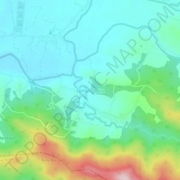 Mapa topográfico Tompo Bulu, altitude, relevo
