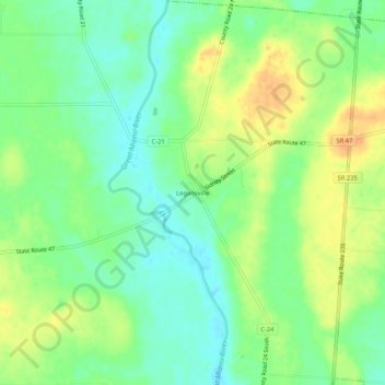 Mapa topográfico Logansville, altitude, relevo