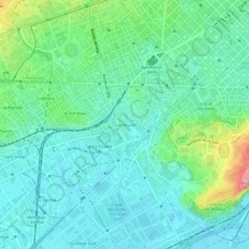 Mapa topográfico Can Bruixa, altitude, relevo