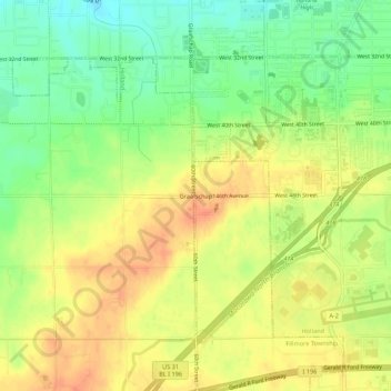 Mapa topográfico Graafschap, altitude, relevo