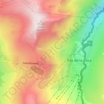 Mapa topográfico el Bullidor, altitude, relevo