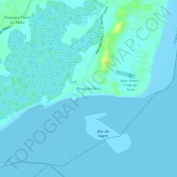 Mapa topográfico Praia do Saco, altitude, relevo