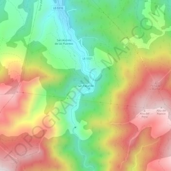 Mapa topográfico San Facundo, altitude, relevo