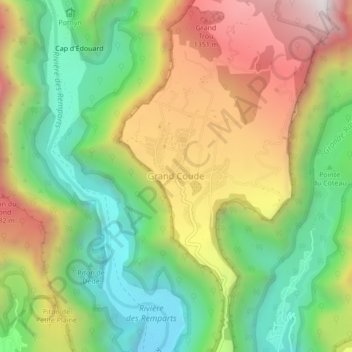 Mapa topográfico Grand Coude, altitude, relevo