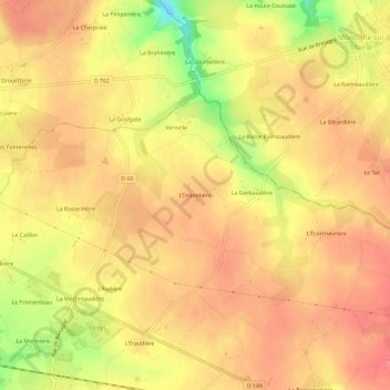 Mapa topográfico L'Imbretière, altitude, relevo