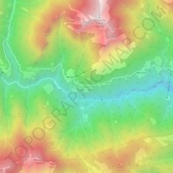 Mapa topográfico Mosogno, altitude, relevo