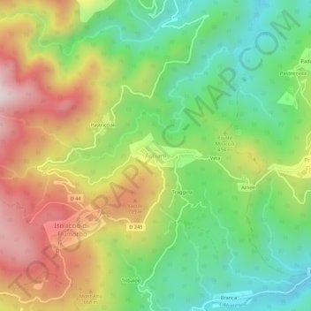 Mapa topográfico Acciani, altitude, relevo