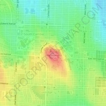 Mapa topográfico Little Mountain, altitude, relevo