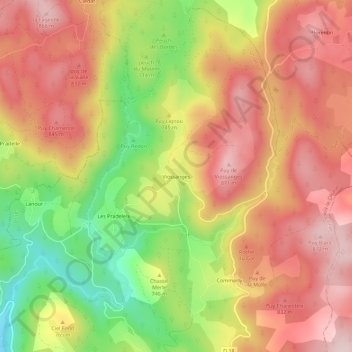 Mapa topográfico Viossanges, altitude, relevo