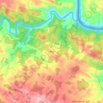 Mapa topográfico Vascão, altitude, relevo