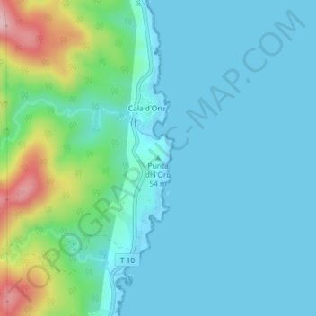 Mapa topográfico Punta di l'Oru, altitude, relevo