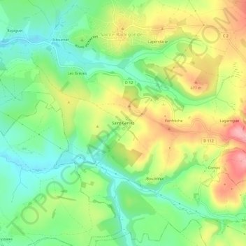 Mapa topográfico Saint-Geniez, altitude, relevo