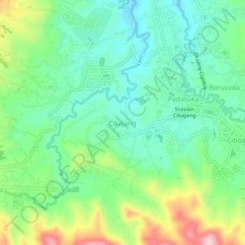 Mapa topográfico Cikajang, altitude, relevo