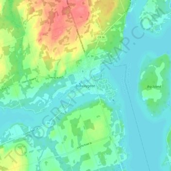 Mapa topográfico Bobcaygeon, altitude, relevo
