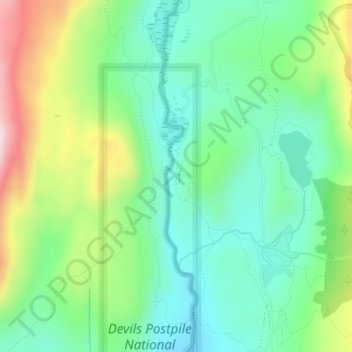Mapa topográfico Devils Postpile National Monument, altitude, relevo