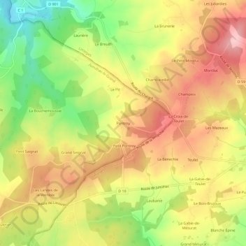 Mapa topográfico Pontroy, altitude, relevo