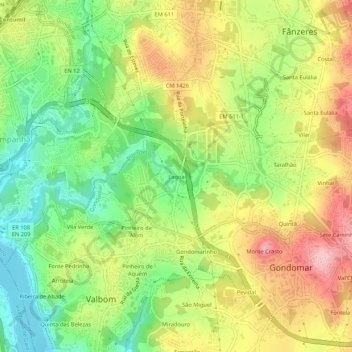 Mapa topográfico Lagoa, altitude, relevo