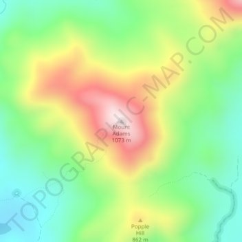 Mapa topográfico Mount Adams, altitude, relevo
