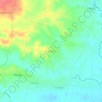 Mapa topográfico Trombol, altitude, relevo